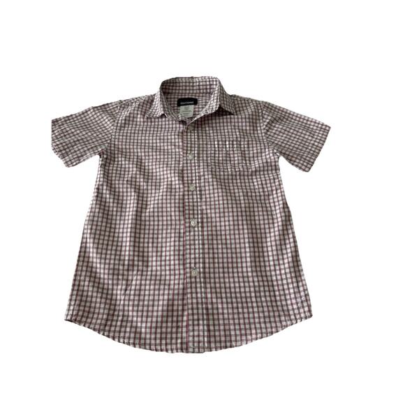 Basic Editions Boys Plaid Button Down Shirt Short Sleeve Size 6/7 Casual - Picture 1 of 4